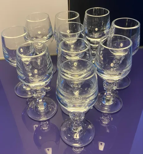 Dez taças de licor em cristal chumbo translúcido de alta qualidade muito brilho 