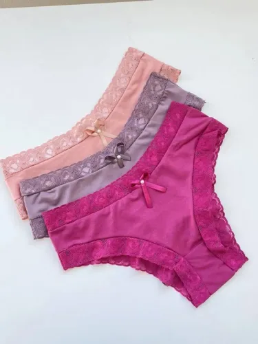 Kit 03 Calcinha com renda