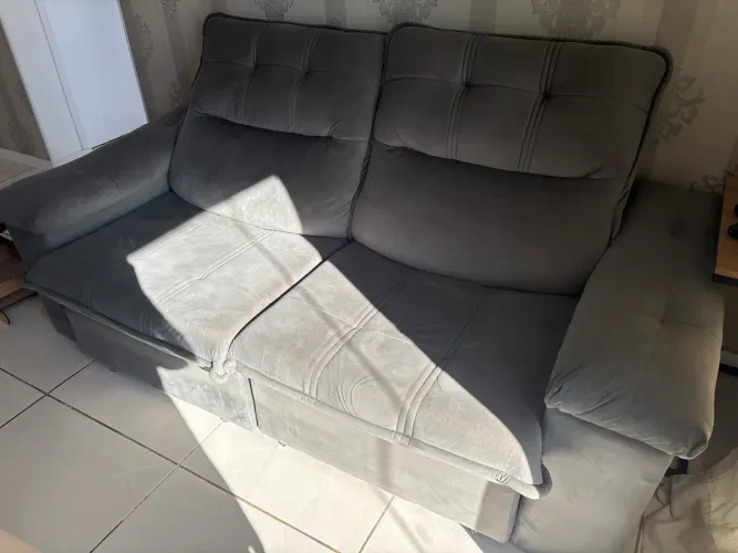 Sofa 2 lugares - cinza - retrátil