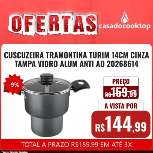 CUSCUZEIRA TRAMONTINA TURIM 14CM CINZA TAMPA VIDRO ALUM ANTI AD 20268614