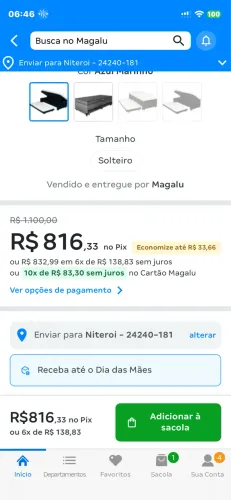 Cama box baú com auxiliar solteiro