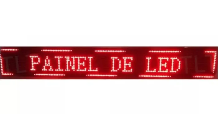 Painel de led propaganda 130x20 azul vermelho e rgb