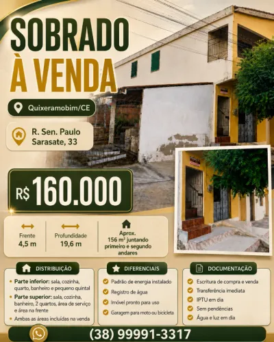 Vende-se Sobrado - Quixeramobim/CE