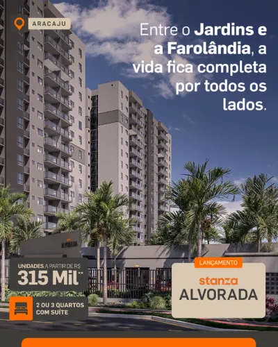 Lançamento Alvorada - Farolândia - 2 e 3/4 com suite e Varanda - ITBI e Cartorio Grátis!