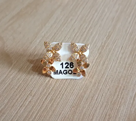 Brinco flores semijoia, Magold