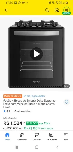 Fogão de embutir