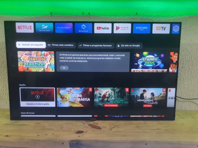 Tv 43 polegadas android com todos apps blutooof comando de voz