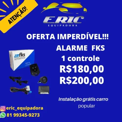 Alarme Para Carro Universal Fks 902 Sb Com 1 Controle. Instalado.