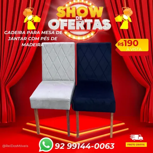 Cadeira para mesa de jantar com pés de madeira