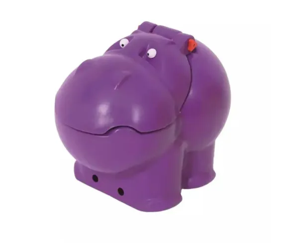 Baú em formato de hipopótamo. Ideal para guardar seus brinquedos.