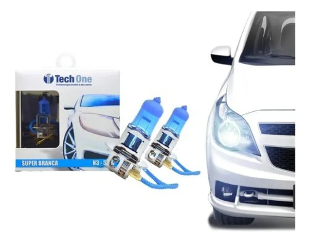 Par Lâmpada Super Branca H3 8500k Tipo Xenon 12v 55w Techone