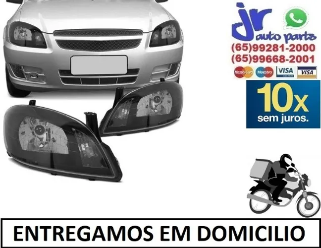 Par Farol Celta 2007 a 2015 Máscara Negra Foco Simples