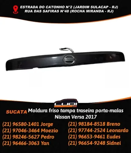 Moldura friso tampa traseira porta-malas Nissan Versa 2017