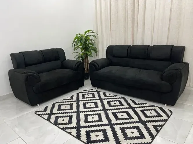 Sofá 2 x 3 lugares Verona Preto Até 12x - Frete Grátis