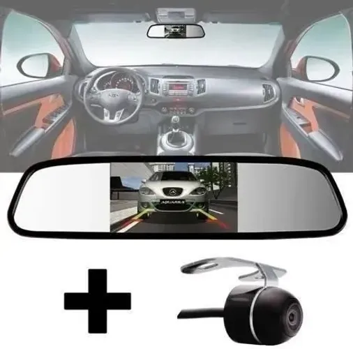 Espelho Retrovisor Lcd Tela Estacionamento Com Câmera Ré 2 em 1