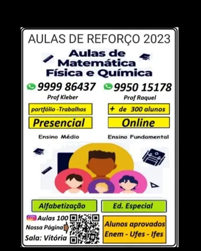 Aulas particulares e reforço matemática, física e química