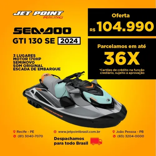 JET SKI SEA DOO GTi 130 SE 2024, Com Som Original, Rep 170Hp, Troco/Parcelo 36x