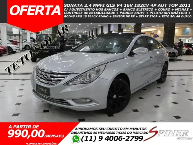 Hyundai Sonata 2.4 Mpfi GLS V4 182cv Aut Top de Linha C/ Couro + Rodas + Teto Solar Duplo