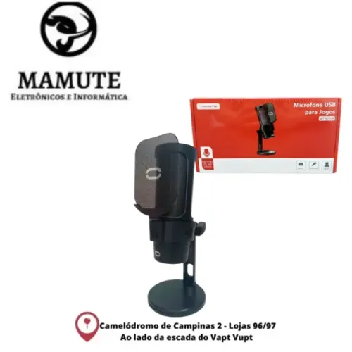 Microfone Gamer Condensador Preto Tomate Modelo MT-1070R 