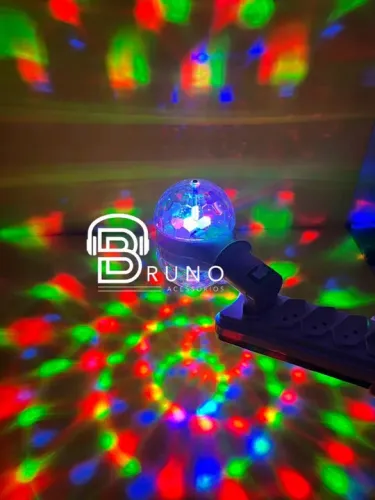 Lâmpada Globo Duplo Giratório Cristal RGB LED 6w Festa Balada Noite <br>