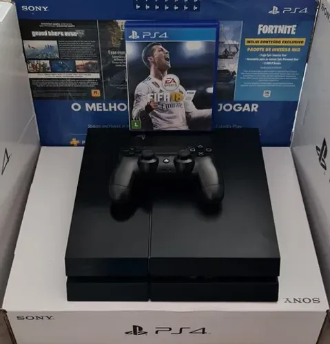 PS4 500GB c/ Jogo (FIFA 18) + GARANTIA!!!