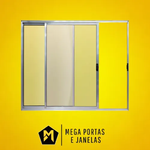 Janela Duas folhas Alumínio Brilhante - Linha 20 (Completa)