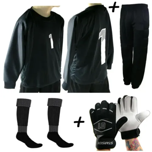 Kit Conjunto de Goleiro c/ calca e luva Infantil 4 em 1