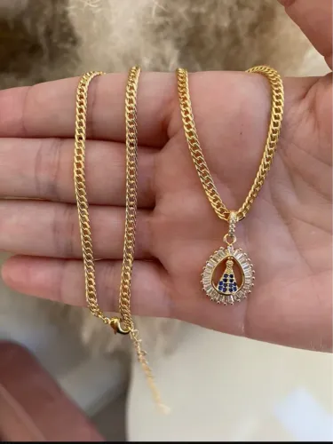 Colar banhado a ouro nossa senhora de aparecida