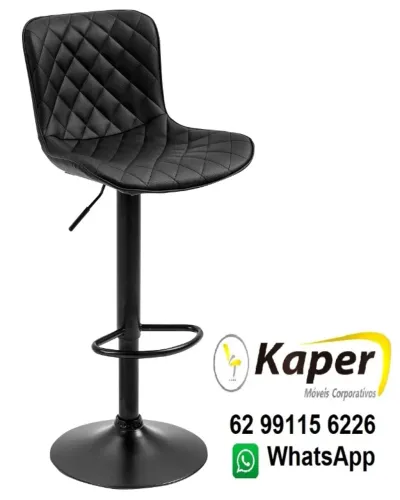 Banqueta estofada Preta giratoria ( novo )