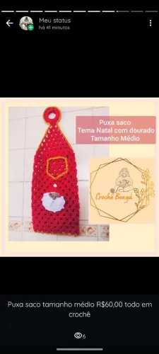 Puxa saco com detalhes em dourado tema natal