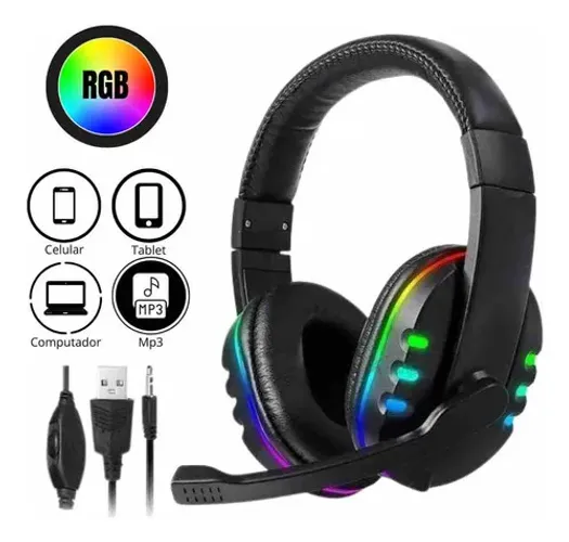 Headset Gamer RGB - Áudio Imersivo e Conforto Superior