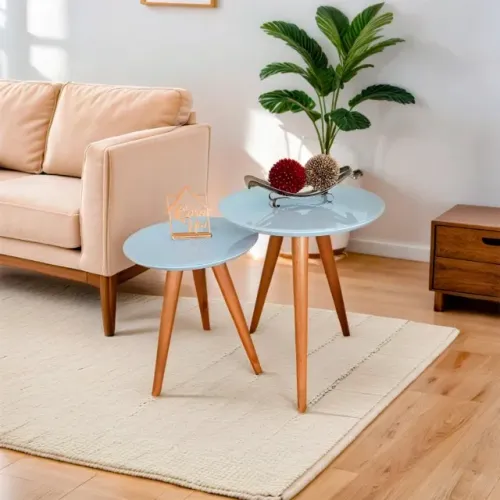 Conjunto Mesa de apoio  indianapolis com vidro laqueado 