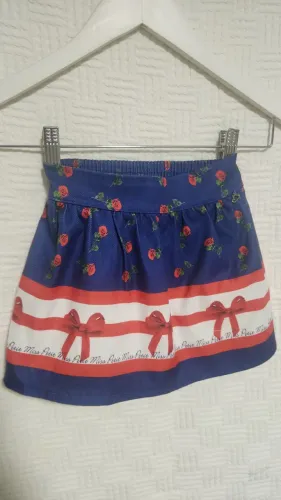 Saia Infantil Azul com Rosas e Laços