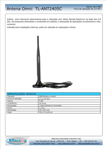 Antena Omnidirecional Interna 2.4ghz 5dbi