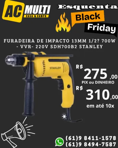 Furadeira de impacto 13mm 1/2? 700W - VVR- 220V SDH700B2 Stanley