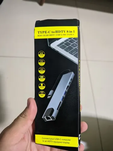 Adaptador USB-C 8 em 1 - HDMI, USB, RJ45, SD e mais