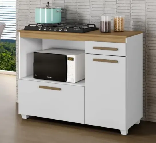 Balcão para CookTop Cronus 5 Bocas Branco Arte Moveis - Entrega Rápida! 