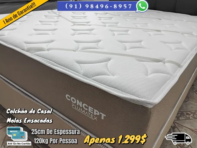 COLCHÃO DE CASAL Molas Ensacadas 25cm Espessura 120kg Por Pessoa 