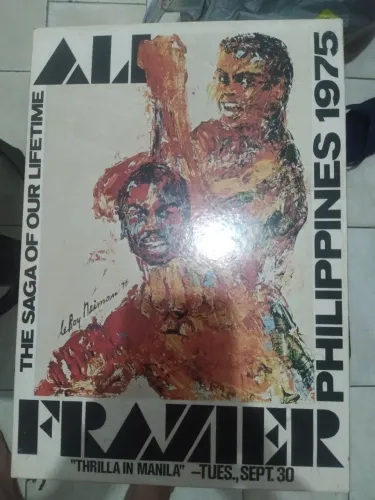 Quadro de madeira Pôster da luta original de Muhamed Ali vs Frazier -perfeito para coleci.