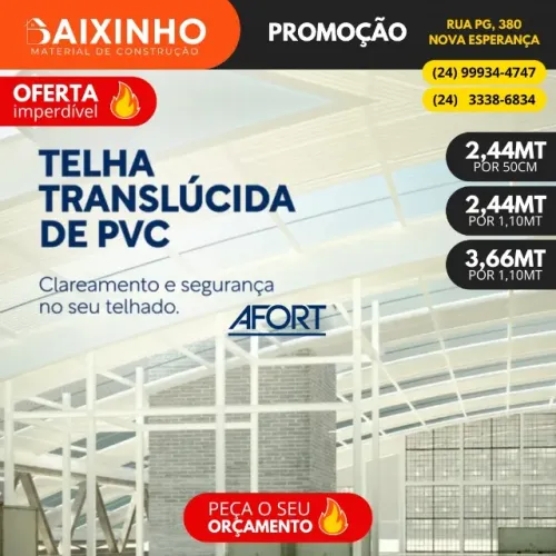 Telhas Translúcida de PVC