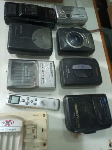 Walkman, gravador câmera Fotográfica antigo 