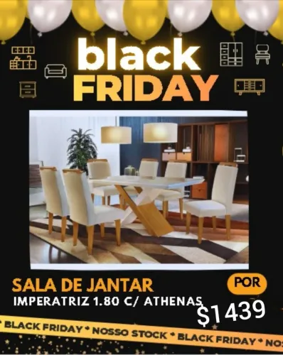 Mesa de jantar imperatriz 1.8 Black Friday <br><br>