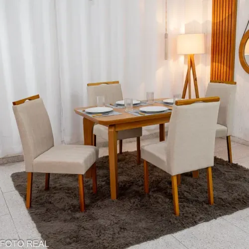 Mesa de Jantar Londrina 120x80  + 4 Cad.  Pronta Entrega!