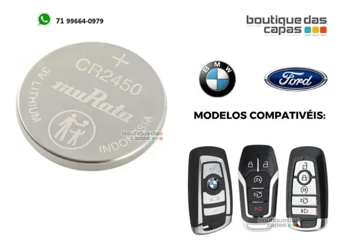 Bateria pilha 3v Cr2450 Sony Murata p chaveiro controle Bmw Reposição FORD KEY LESS