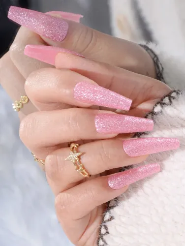 24 Peças de Unhas Postiças + Cola Transparente + Lixa de Unha