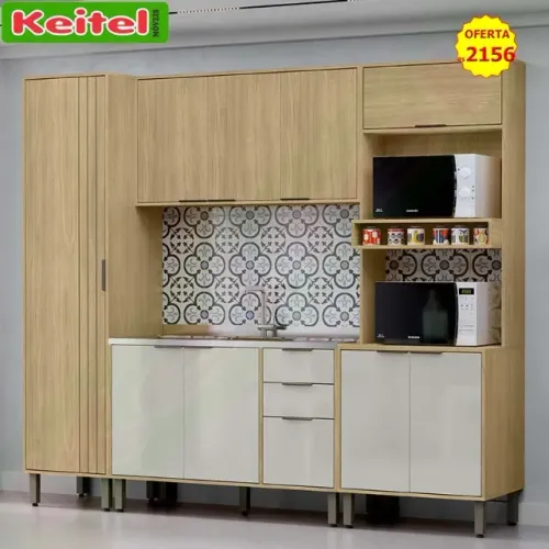 Cozinha Modulada Glória 4 Peças Castanho / Off White (opção 2)
