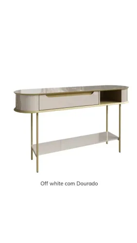 Aparador Atlanta Lukalian Cor Off White com Dourado