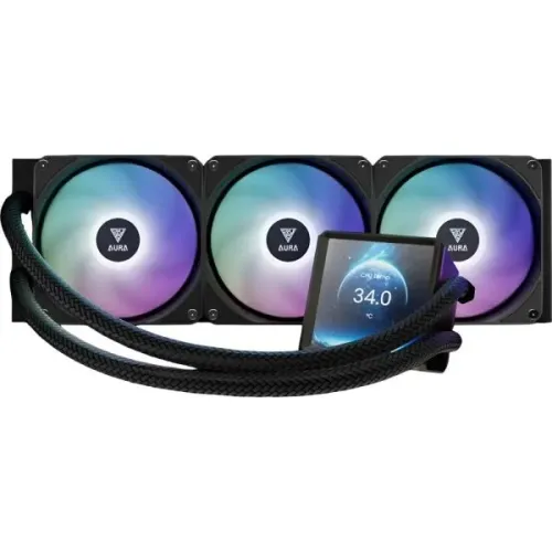 Cooler Líquido Gamdias AURA GL360 LCD IPS 4" ARGB 360 mm para CPU - Preto
