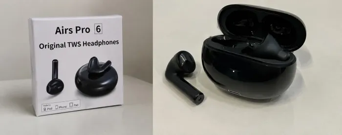 Fone Bluetooth Airs Pro 6 TWS - Preto/Branco - Novo