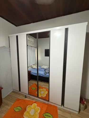 Guarda Roupa Casal Monte Rei 6 Portas Com Espelho Cor Branco com Grafite